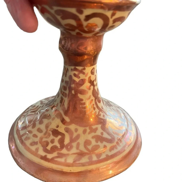 Vintage Lusterware Finger Handle Candle Holder Spain - Picture 7 of 8